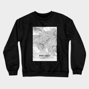 Mount Everest Topographic Map White and Black Crewneck Sweatshirt